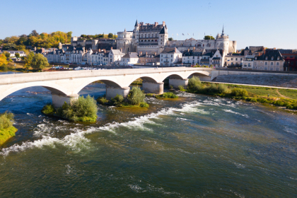 View of the magnificent medieval castle in Amboise.