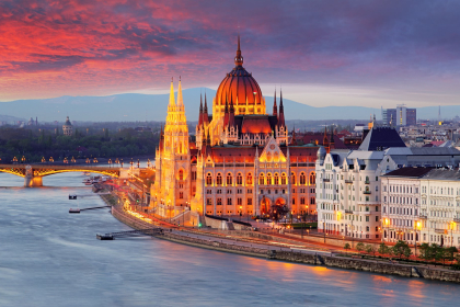 Hungarian Parliament, Budapest overlooking the Danube