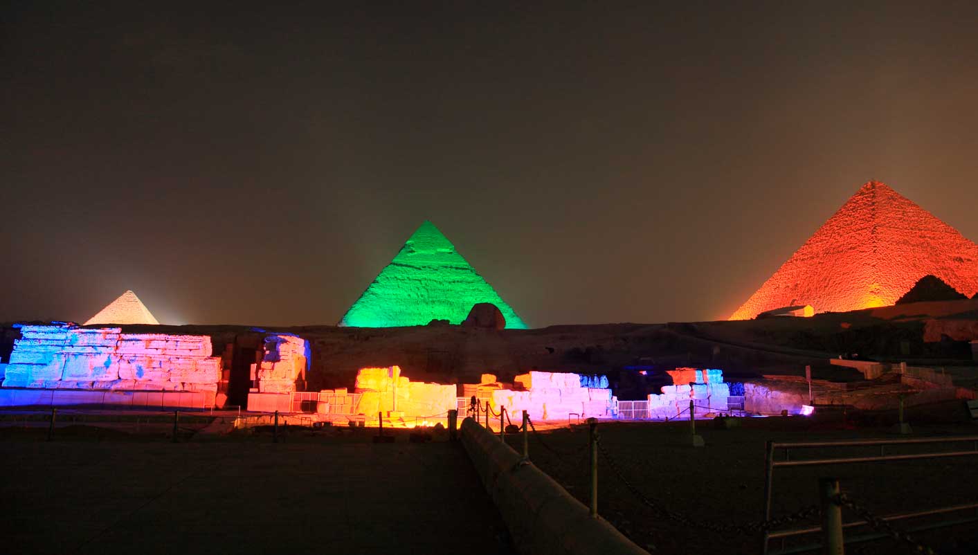 Cairo: Giza pyramid light and sound show. Cairo: Giza pyramid light and sound show.