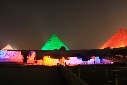 Cairo: Giza pyramid light and sound show.