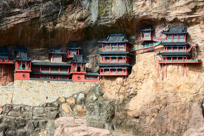 Xuancong temple, its construction on the cliff wall is incredible