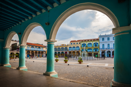 Plaza Vieja from the porch of the Fototeca de Cuba, Old Havana, Cuba.