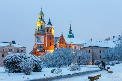 Krakow, Poland, under a blanket of snow