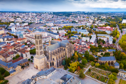 Aerial view of Saint-Etienne cathedral in Limoges.