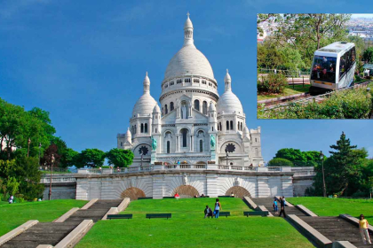Paris: Ascent to the Sacré Coeur on the funicular railway and supper included.