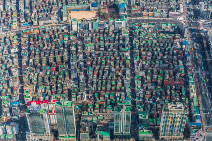 Lights Korea and Japan with Mount Fuji