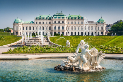 Beautiful view of the famous Schloss Belvedere, built by Johann Lukas von Hildebrandt as a summer residence for Prince Eugene of Savoy, in Vienna.